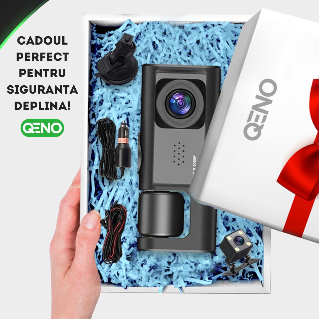Camera Auto De Bord DVR Qeno® TRIO Camera High PRO Full HD 1080P, 3 Lentile