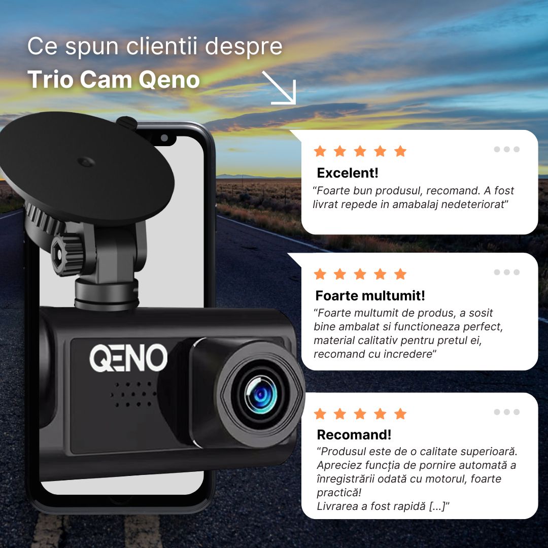 Camera Auto De Bord DVR Trio Qeno® High PRO Full HD 1080P