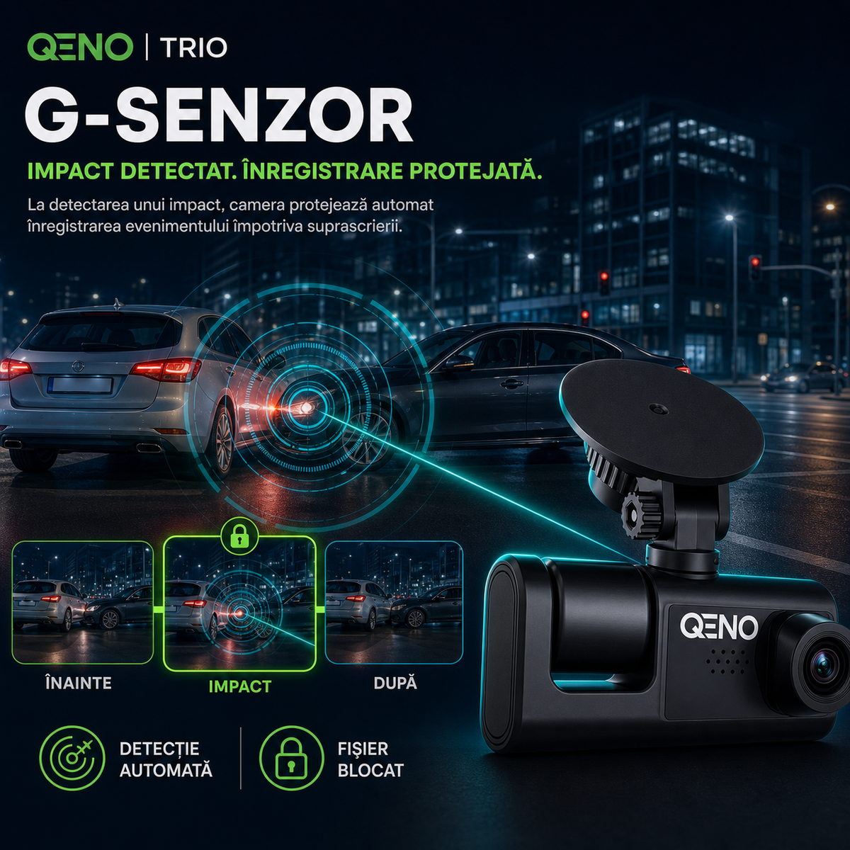 Camera Auto De Bord DVR Trio Qeno® High PRO Full HD 1080P