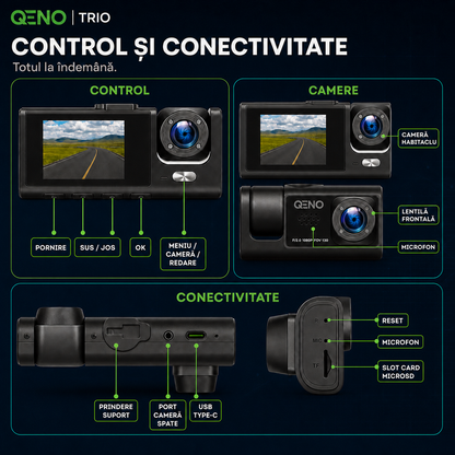 Camera Auto De Bord DVR Trio Qeno® High PRO Full HD 1080P