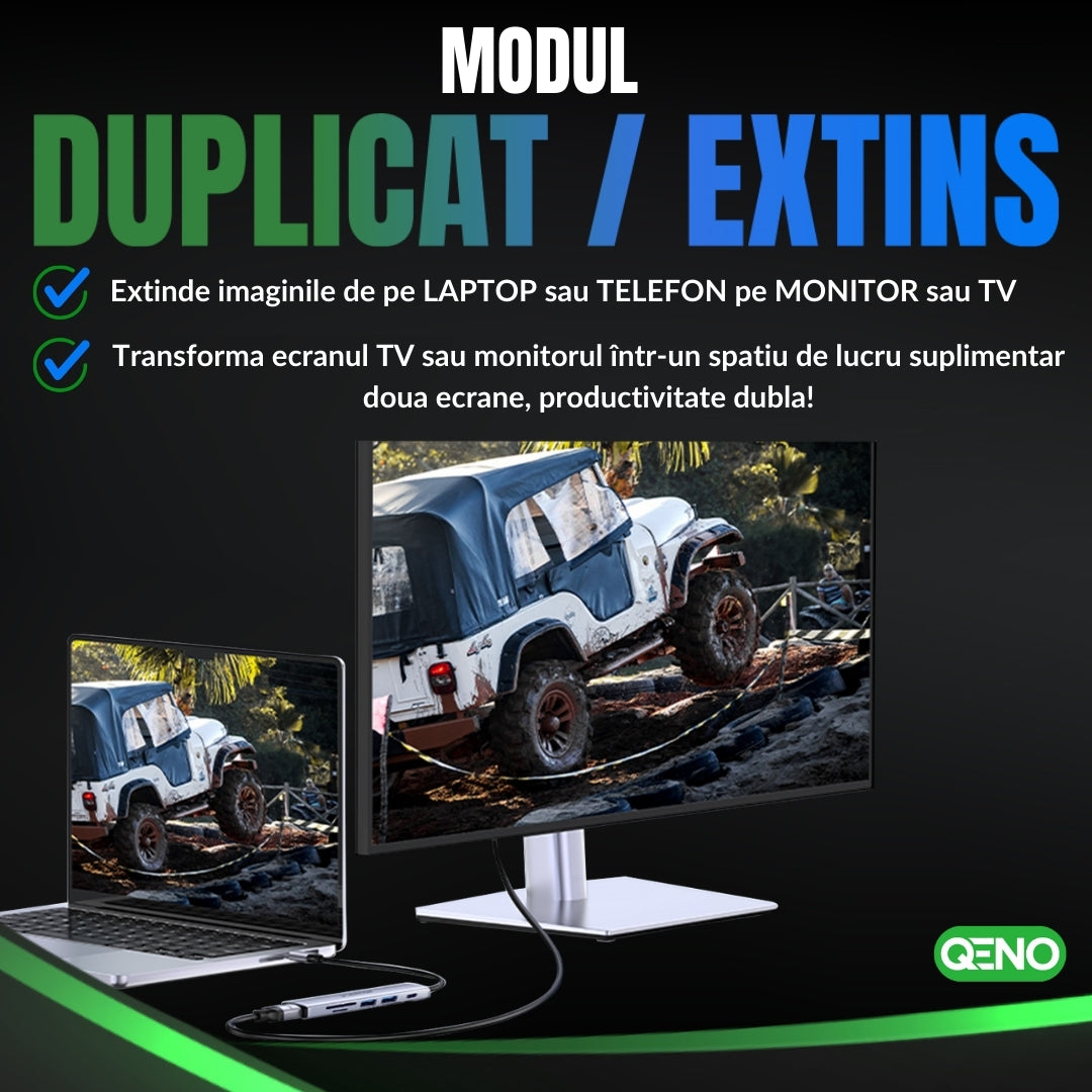 Hub USB 6 in 1 Type C Qeno® Resigilat