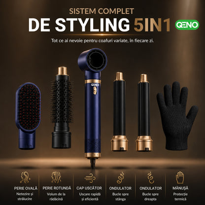 Uscator de par si ondulator 5in1 QENO® DRYZEE Feon Profesional 850W