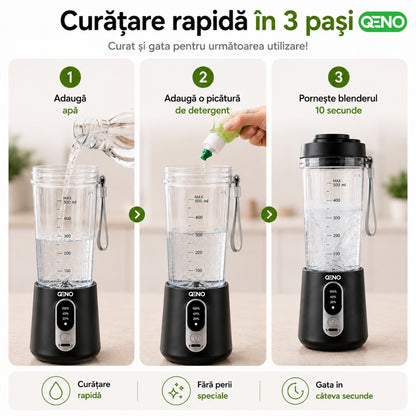 Mini Blender Portabil Electric 2in1 Rasnita cafea, QENO® BLENDYFIT