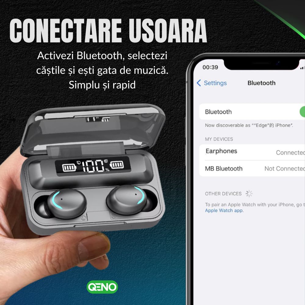 Casti Wireless Bluetooth, Qeno® ProWave F9