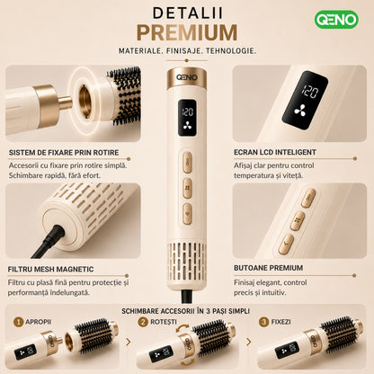 Uscator de par si ondulator 8in1 QENO® DRYMAZING Feon Profesional 1500W