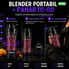 Mini Blender Portabil Electric, QENO® BlendyMAX, 360W — poza 4