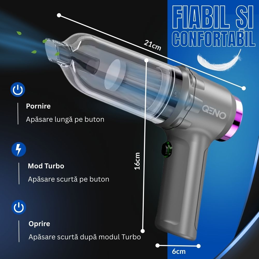Aspirator Auto Portabil Fara Fir 3in1 Qeno® PureFusion 120W