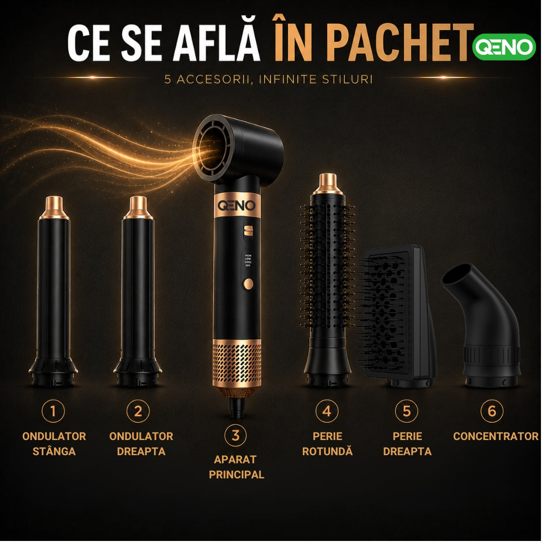 Uscator de par si ondulator 6in1 QENO® DRYVELLE Feon Profesional