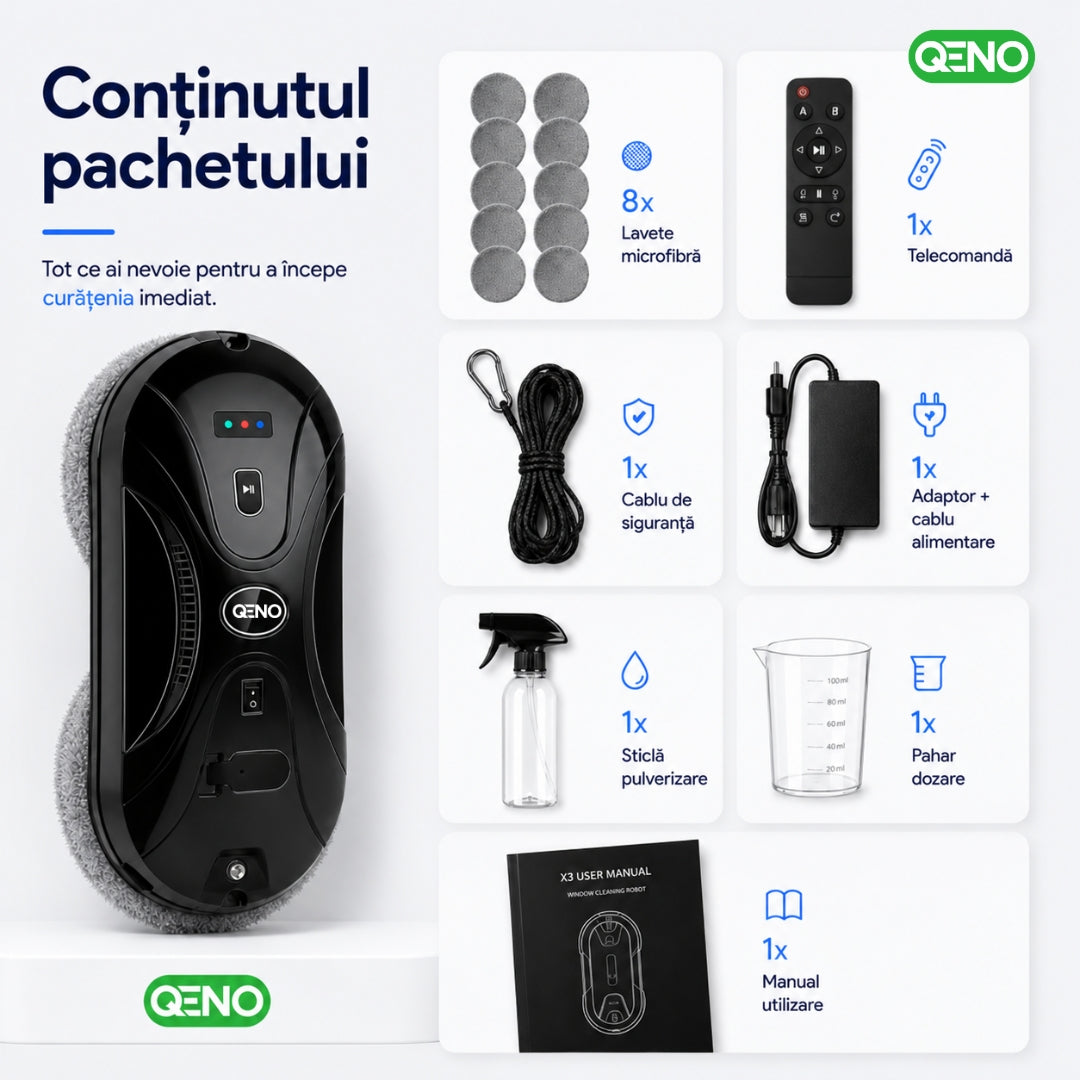 Robot inteligent de curatat geamuri QENO® ClearNOVATE 70 W
