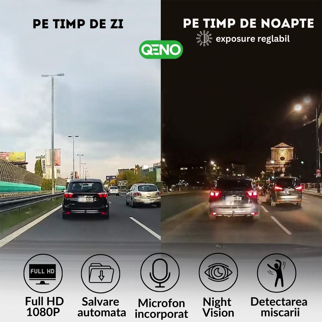 Camera Video De Bord Auto DashCam Qeno® FULL-HD 1080P — poza 15