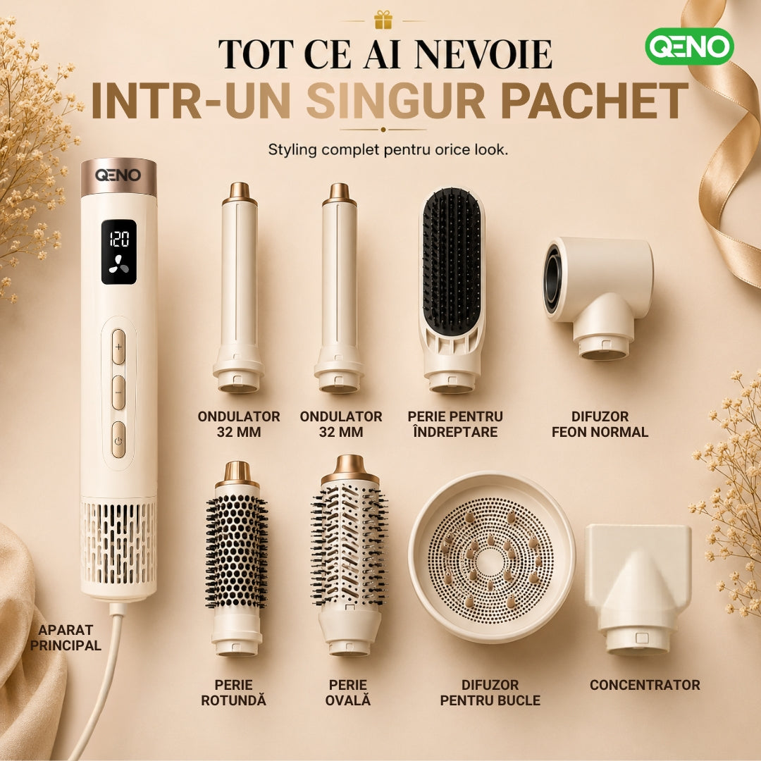 Uscator de par si ondulator 8in1 QENO® DRYMAZING Feon Profesional 1500W
