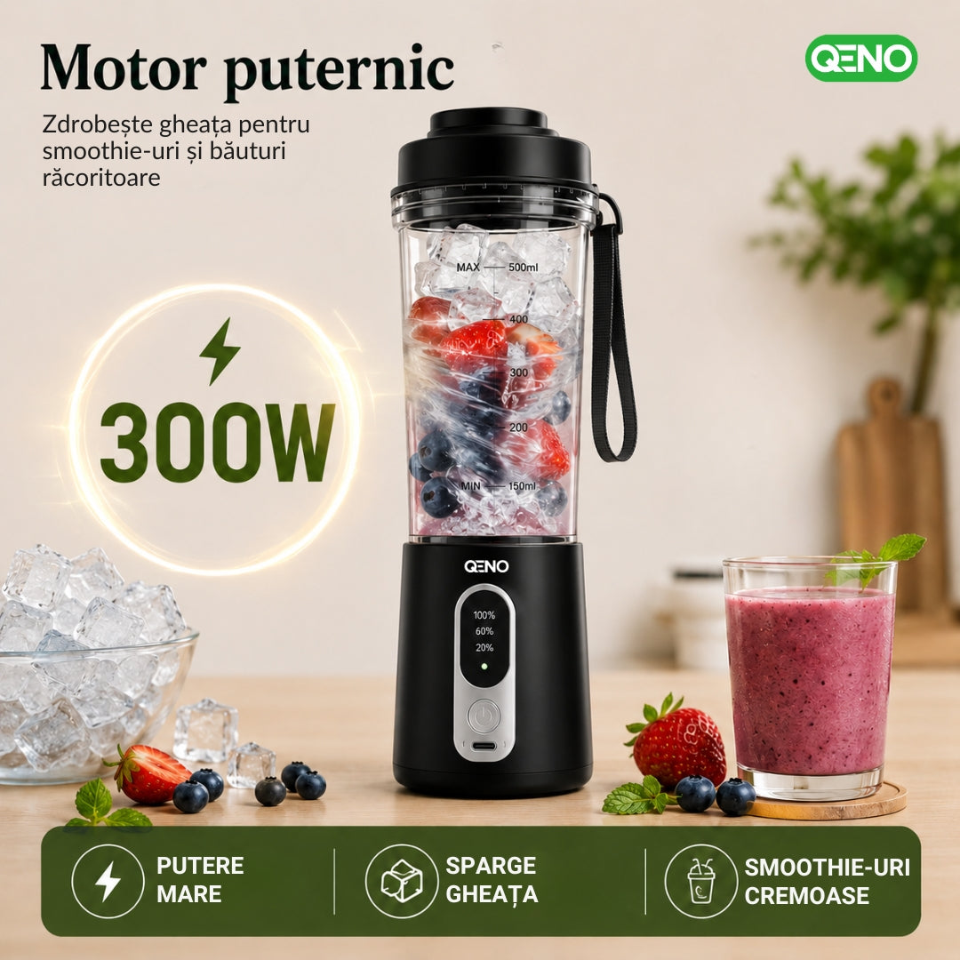 Mini Blender Portabil Electric 2in1 Rasnita cafea, QENO® BLENDYFIT