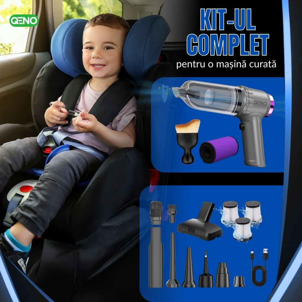 Aspirator Auto Portabil Fara Fir 3in1 Qeno® Resigilat