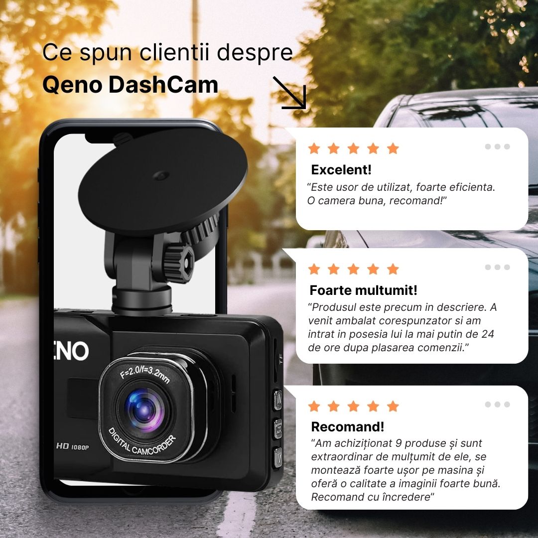 Camera Video De Bord Auto DashCam Qeno® Resigilat