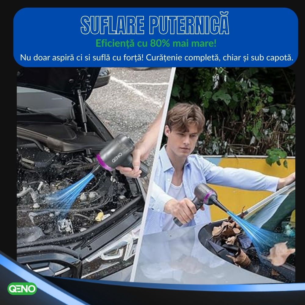 Aspirator Auto Portabil Fara Fir 3in1 Qeno® PureFusion 120W