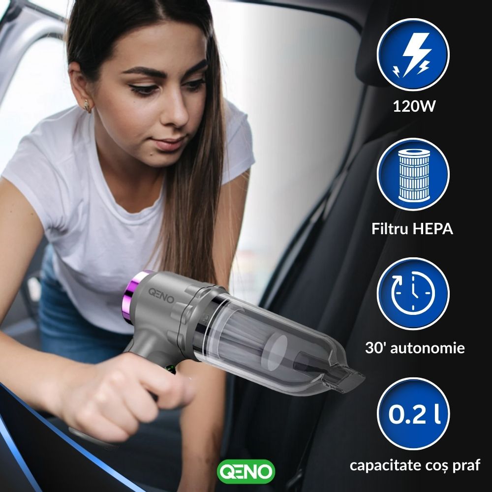 Aspirator Auto Portabil Fara Fir 3in1 Qeno® Resigilat