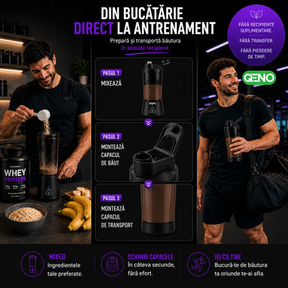 Mini Blender Portabil Electric, QENO® BlendyMAX, 360W