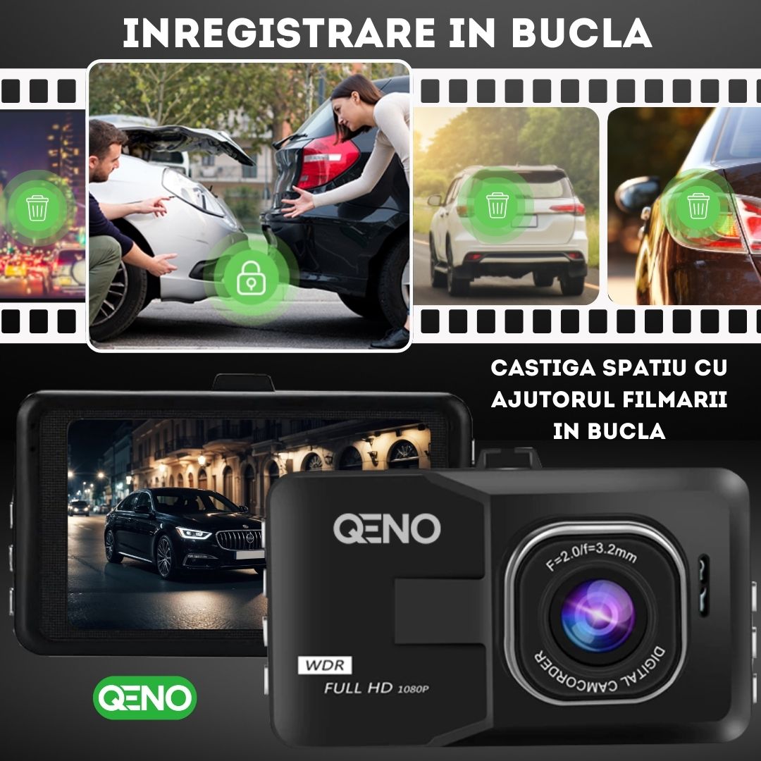 Camera Video De Bord Auto DashCam Qeno® FULL-HD 1080P — poza 3