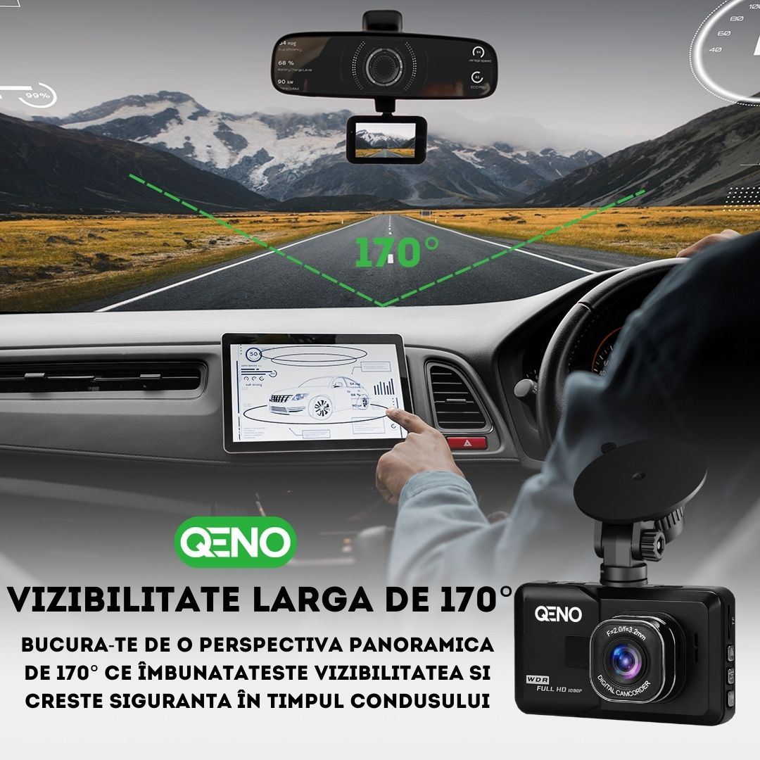 Camera Video De Bord Auto DashCam Qeno® FULL-HD 1080P — poza 4