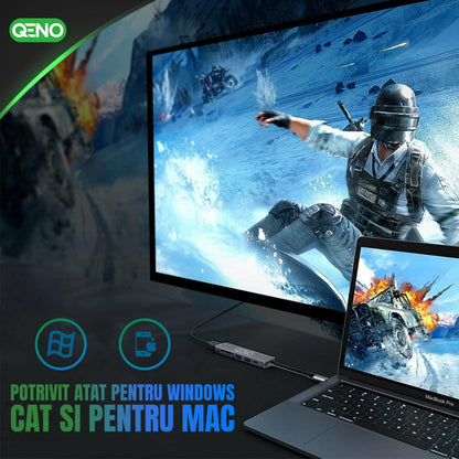 Hub USB 6 in 1 Type C Qeno® Resigilat
