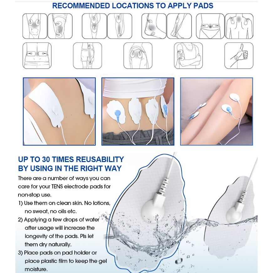 Set 2 Electrozi / Paduri Qeno® Cu Gel, Pentru Aparat Electrostimulare 9 x 4 Alb