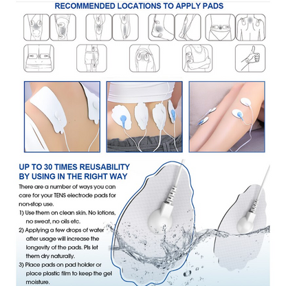 Set 2 Electrozi / Paduri Qeno® Cu Gel, Pentru Aparat Electrostimulare 9 x 4 Alb