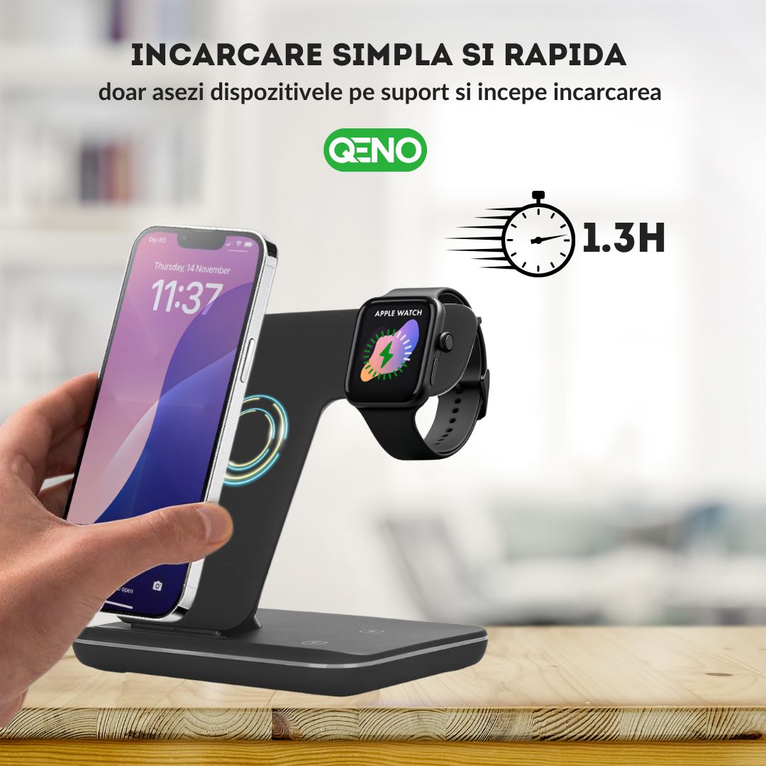 Incarcator Wireless 3in 1  Qeno® RESIGILAT