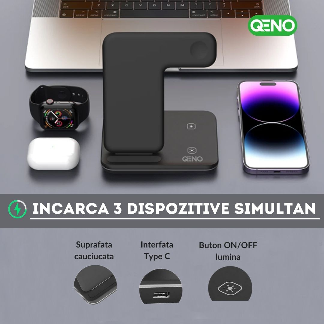 Incarcator Wireless 3in 1  Qeno® RESIGILAT