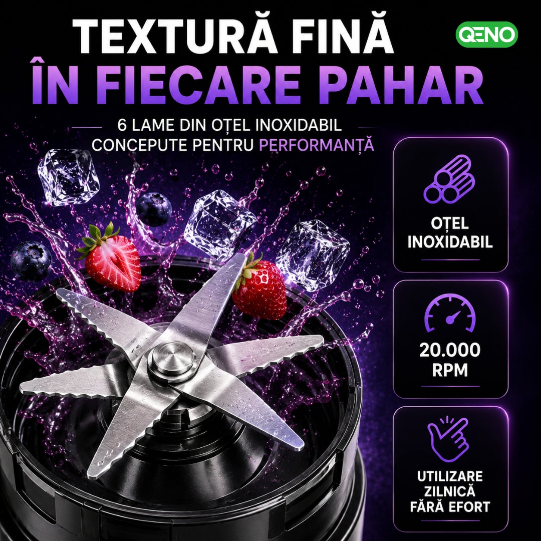 Mini Blender Portabil Electric, QENO® BlendyMAX, 360W