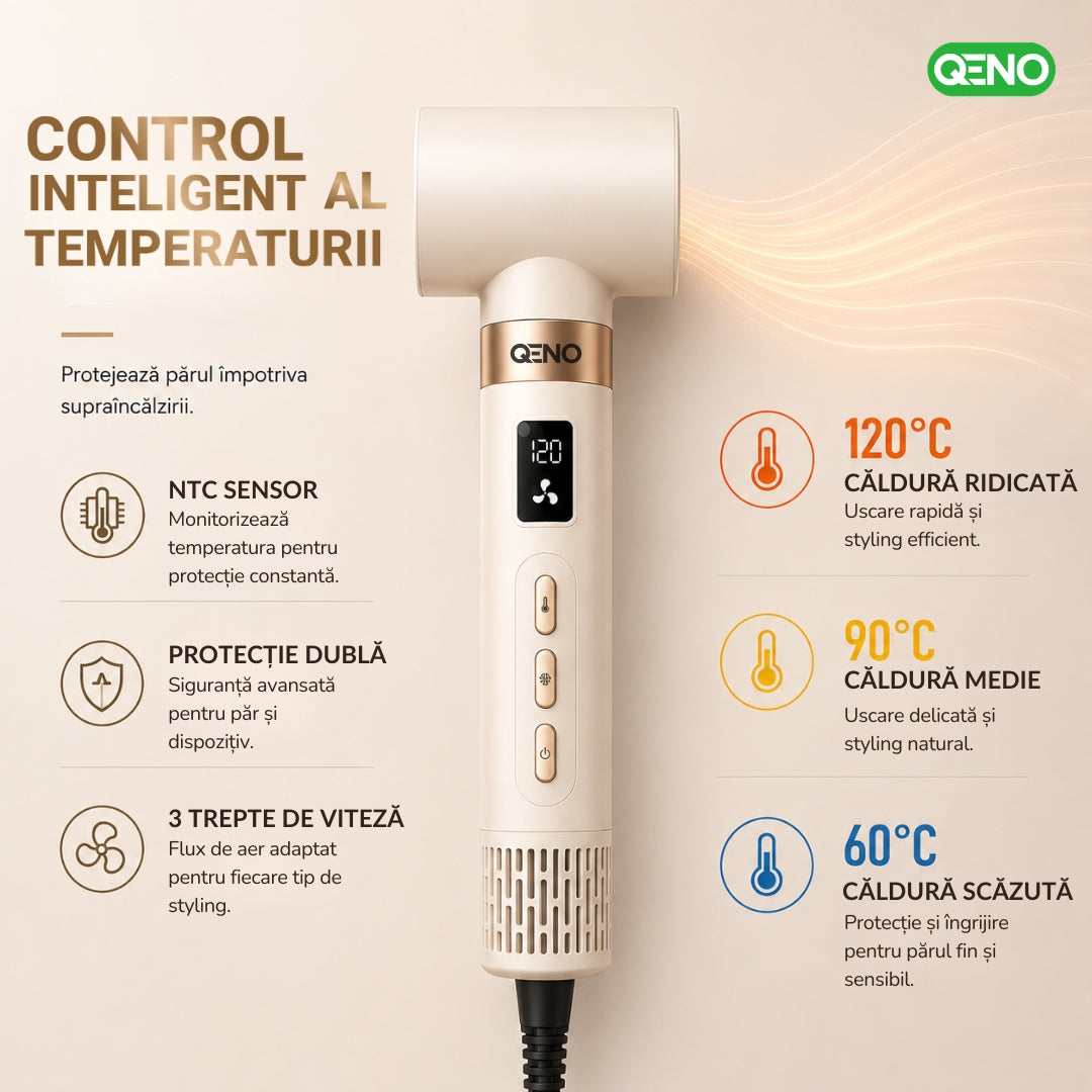 Uscator de par si ondulator 8in1 QENO® DRYMAZING Feon Profesional 1500W