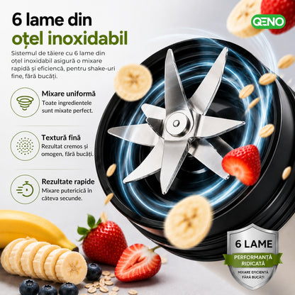 Mini Blender Portabil Electric 2in1 Rasnita cafea, QENO® BLENDYFIT