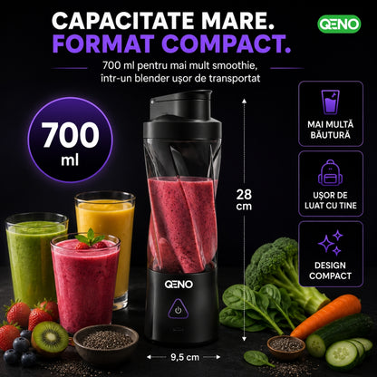 Mini Blender Portabil Electric, QENO® BlendyMAX, 360W