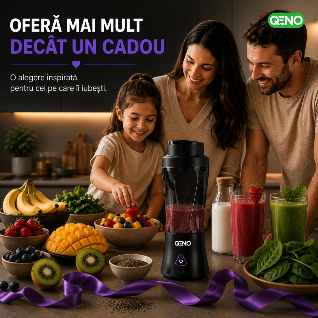 Mini Blender Portabil Electric, QENO® BlendyMAX, 360W