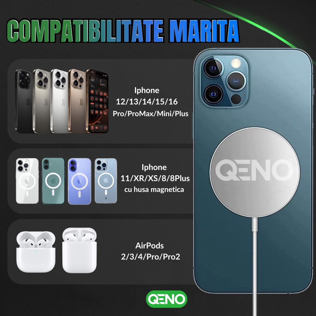 Incarcator Wireless MagSafe Magnetic Qeno® Resigilat