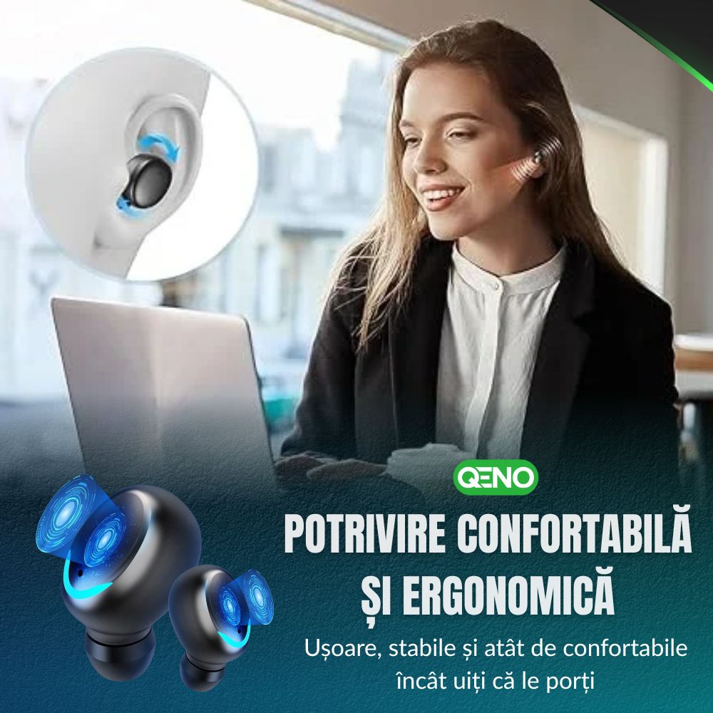 Casti Wireless Bluetooth, Qeno® ProWave F9