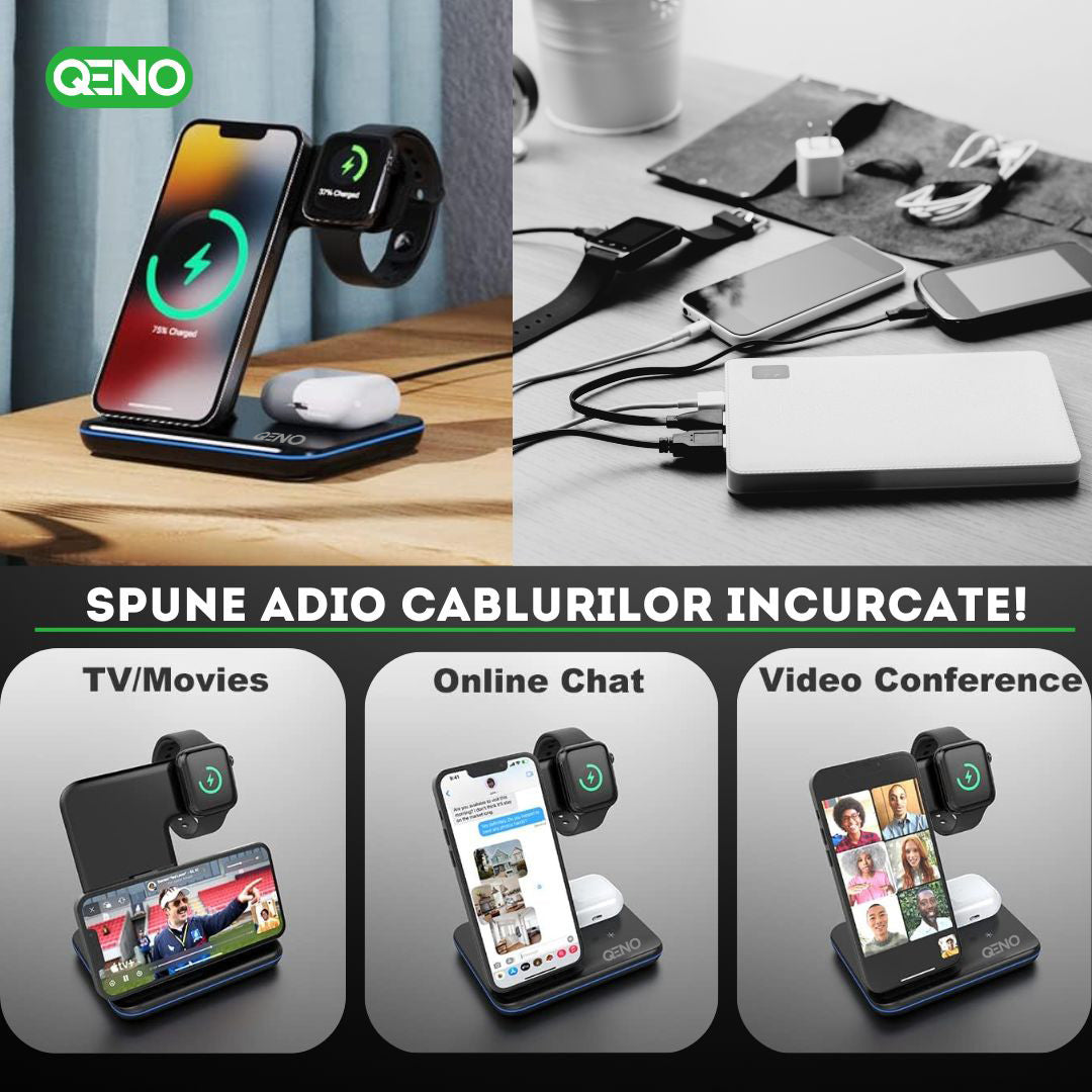 Incarcator Wireless 3in 1  Qeno® RESIGILAT