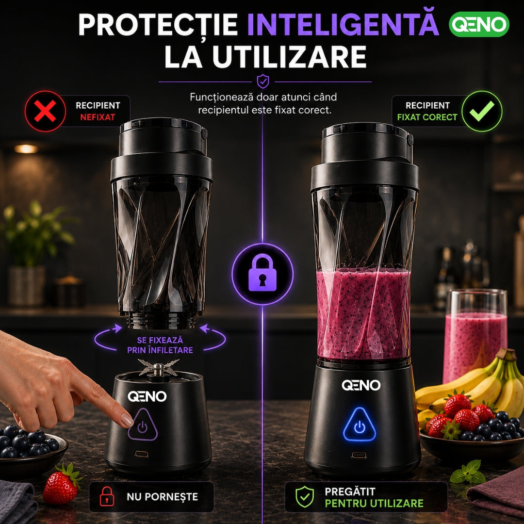 Mini Blender Portabil Electric, QENO® BlendyMAX, 360W