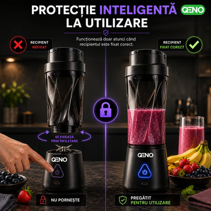 Mini Blender Portabil Electric, QENO® BlendyMAX, 360W
