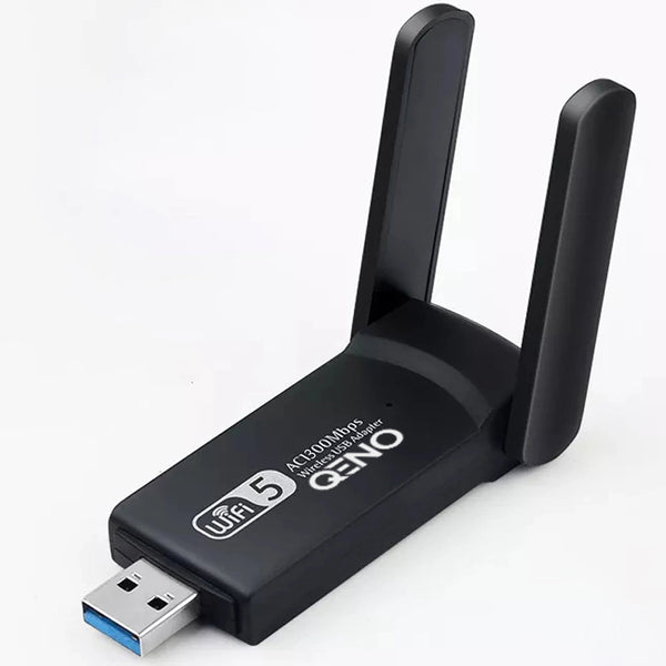 Adaptor Wireless Extender Qeno® USB3.0, 1200 Mbps, Amplificator Semnal Range 5Dbi Wifi, Banda Duala 2.4Ghz- 5 Ghz, 10M Acoperire, WiFi Ethernet