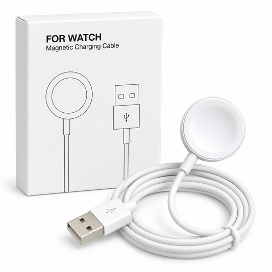Cablu de Incarcare Magnetica QENO® pentru Apple Watch, Conector USB-A, Alb