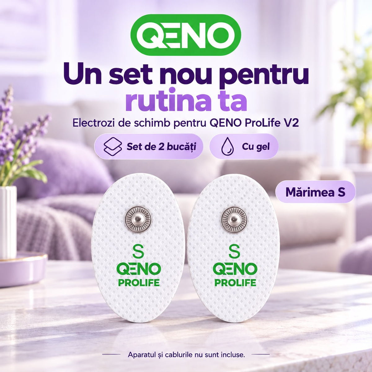 Set 2 Electrozi / Paduri Qeno® Cu Gel, Pentru Aparat Electrostimulare 2.5 x 1.5 Alb — poza 4