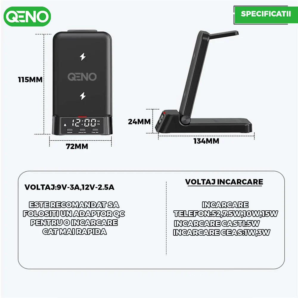 Incarcator Wireless 4in1 Qeno® Resigilat