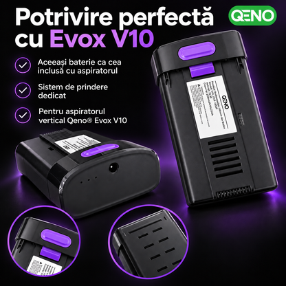 Baterie suplimentara pentru aspirator Qeno® Evox V10, Li-ion, 2500 mAh, 25,9 V, detasabila
