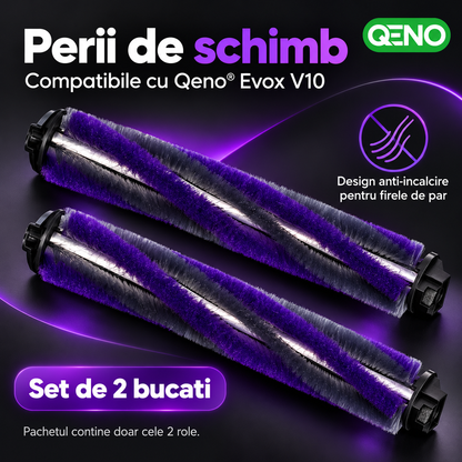 Set 2 Perii Rola Anti-Incalcire pentru Aspirator Vertical Qeno® Evox V10, Perii de Schimb