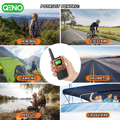 Set 2x Statie Radio Portabila Emisie Receptie, Walkie Talkie QENO®
