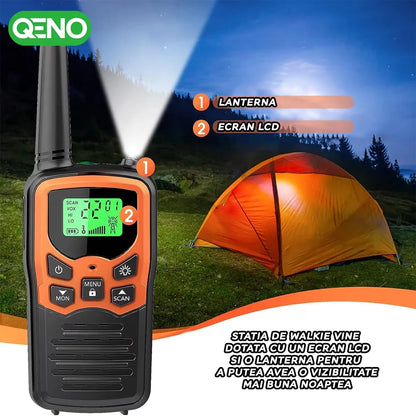 Set 2x Statie Radio Portabila Emisie Receptie, Walkie Talkie QENO®