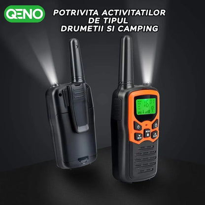 Set 2x Statie Radio Portabila Emisie Receptie, Walkie Talkie QENO®
