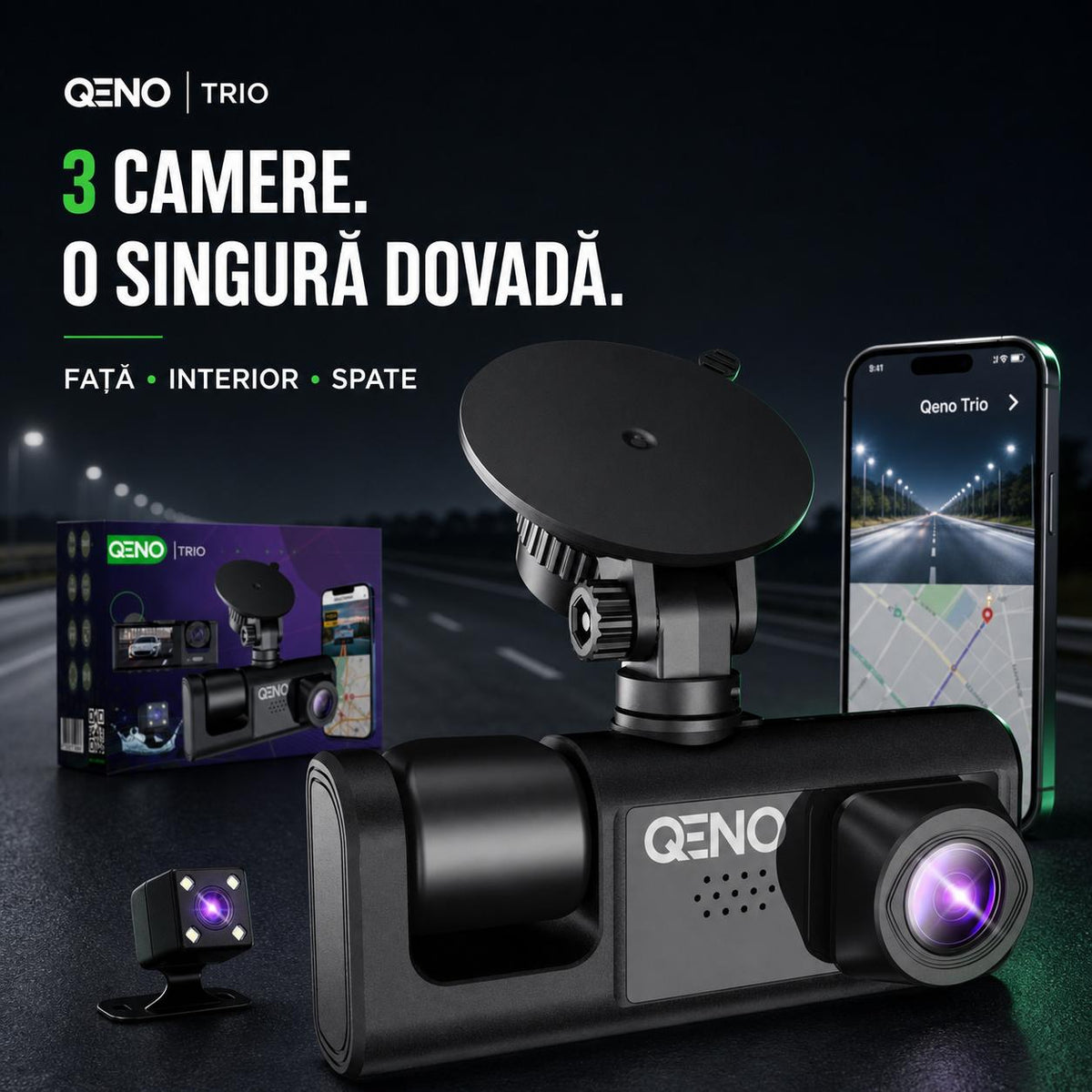 Camera Auto De Bord DVR Trio Qeno® High PRO Full HD 1080P