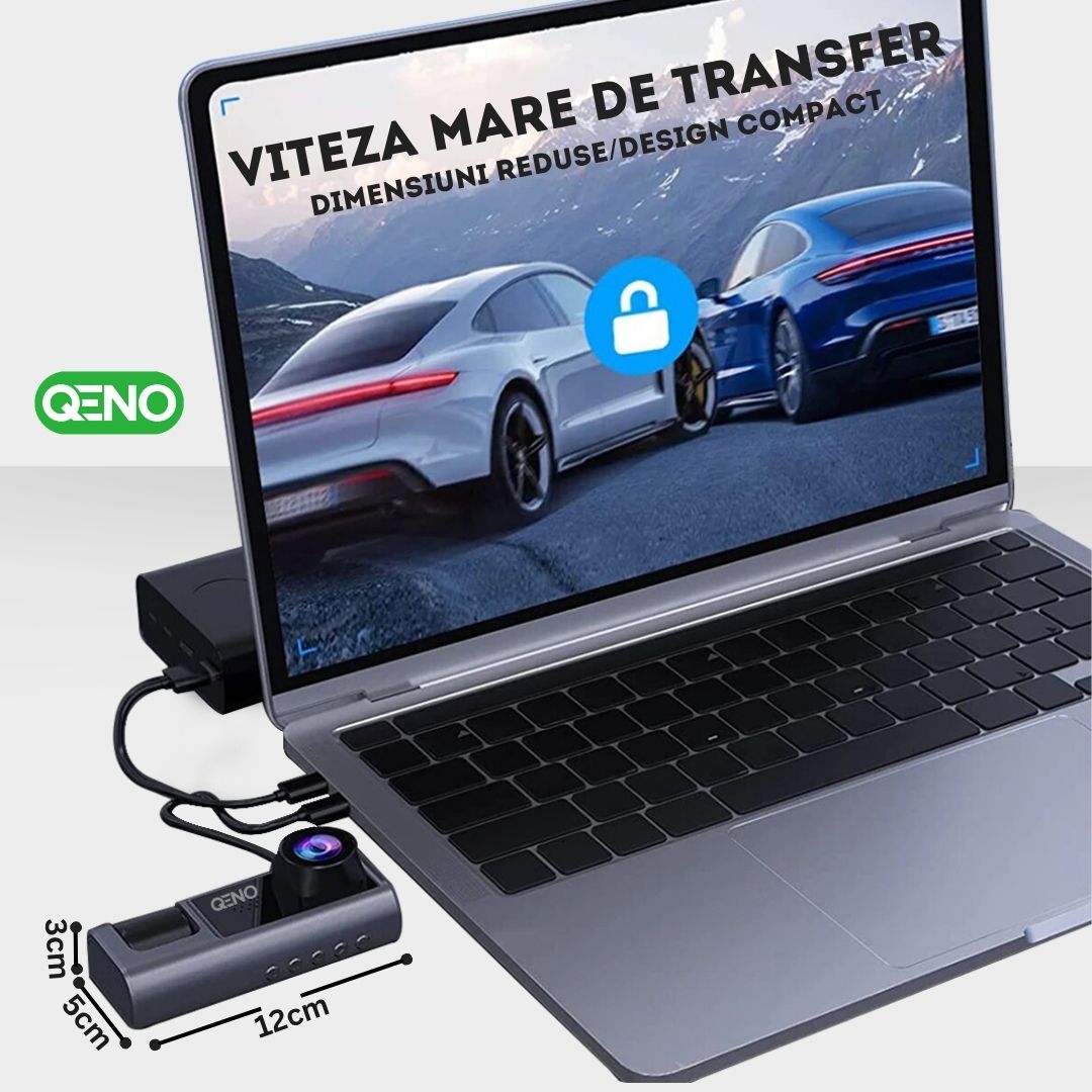 Camera Auto De Bord DVR Qeno® TRIO Camera High PRO Full HD 1080P, 3 Lentile