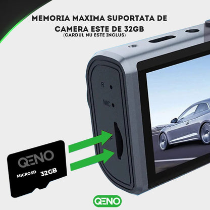 Camera Auto De Bord DVR Qeno® TRIO Camera High PRO Full HD 1080P, 3 Lentile
